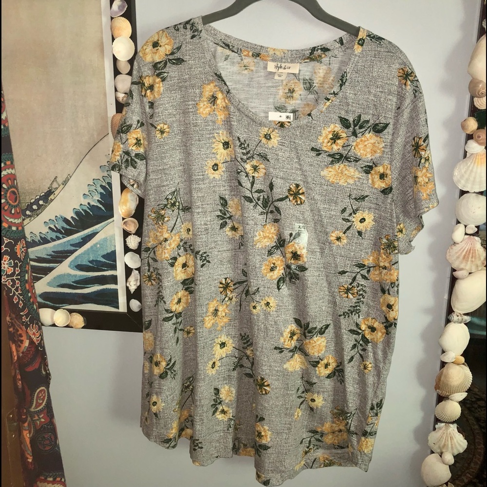 Style & Co Yellow Gray Shirt